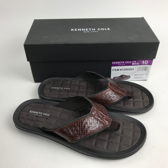 kenneth cole men's leather flip flops
